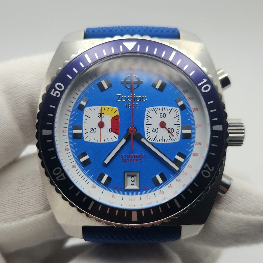 Zodiac Seadragon ZO2222 Men's Blue Quartz Chronograph Watch - READ DESCRIPTION - Picture 2 of 14